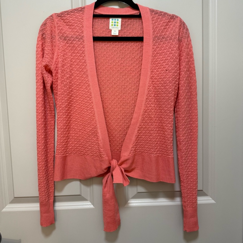 Title Nine Coral Tie-Front Cardigan
